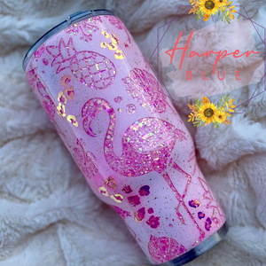 Pink Flamingo Leopard Summer tumbler