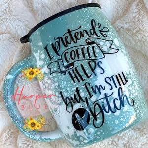 14oz “I pretend coffee helps” coffee mug